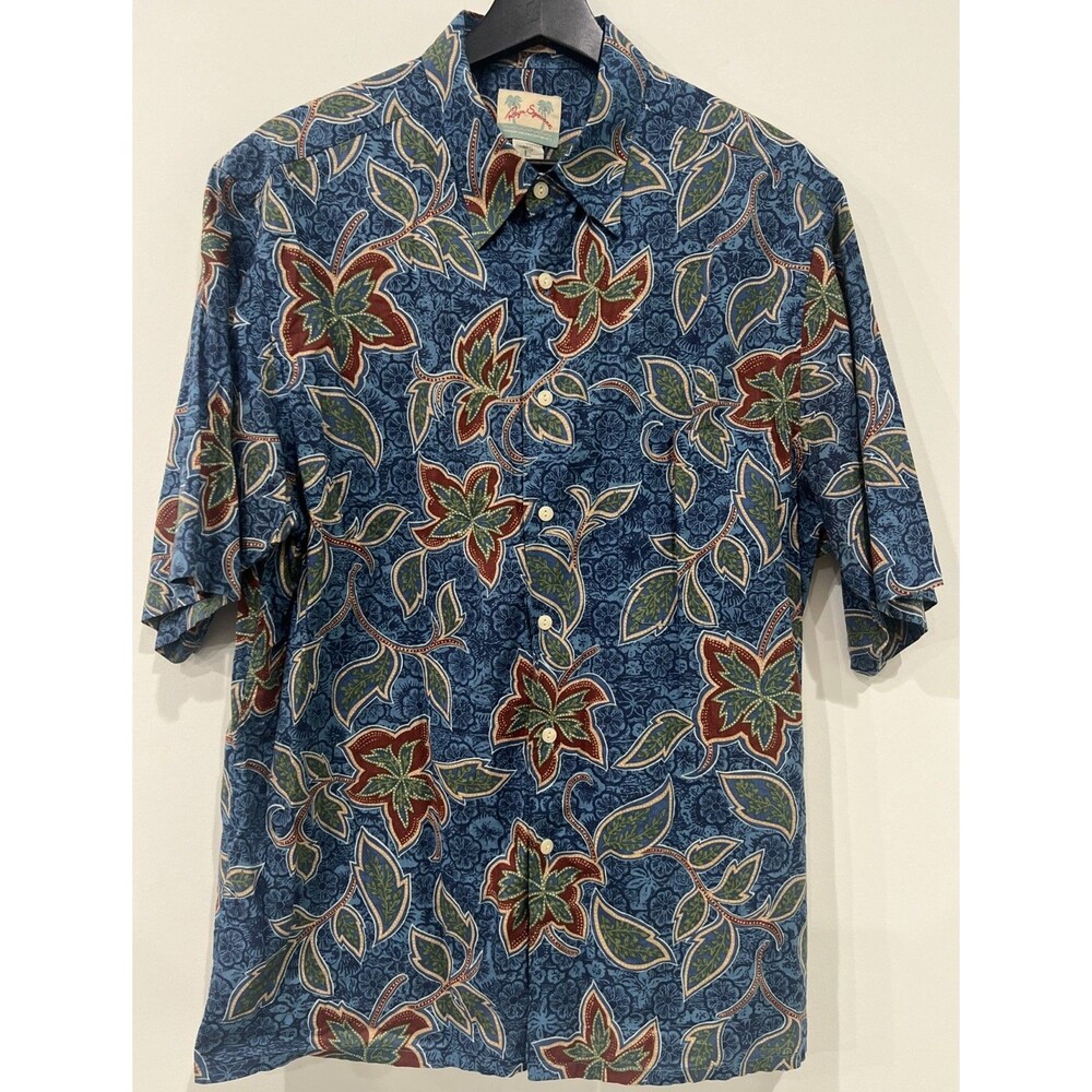 VTG Reyn Spooner Hawaiian Regency Cotton Lawn Shirt Blue Korea All Over Floral